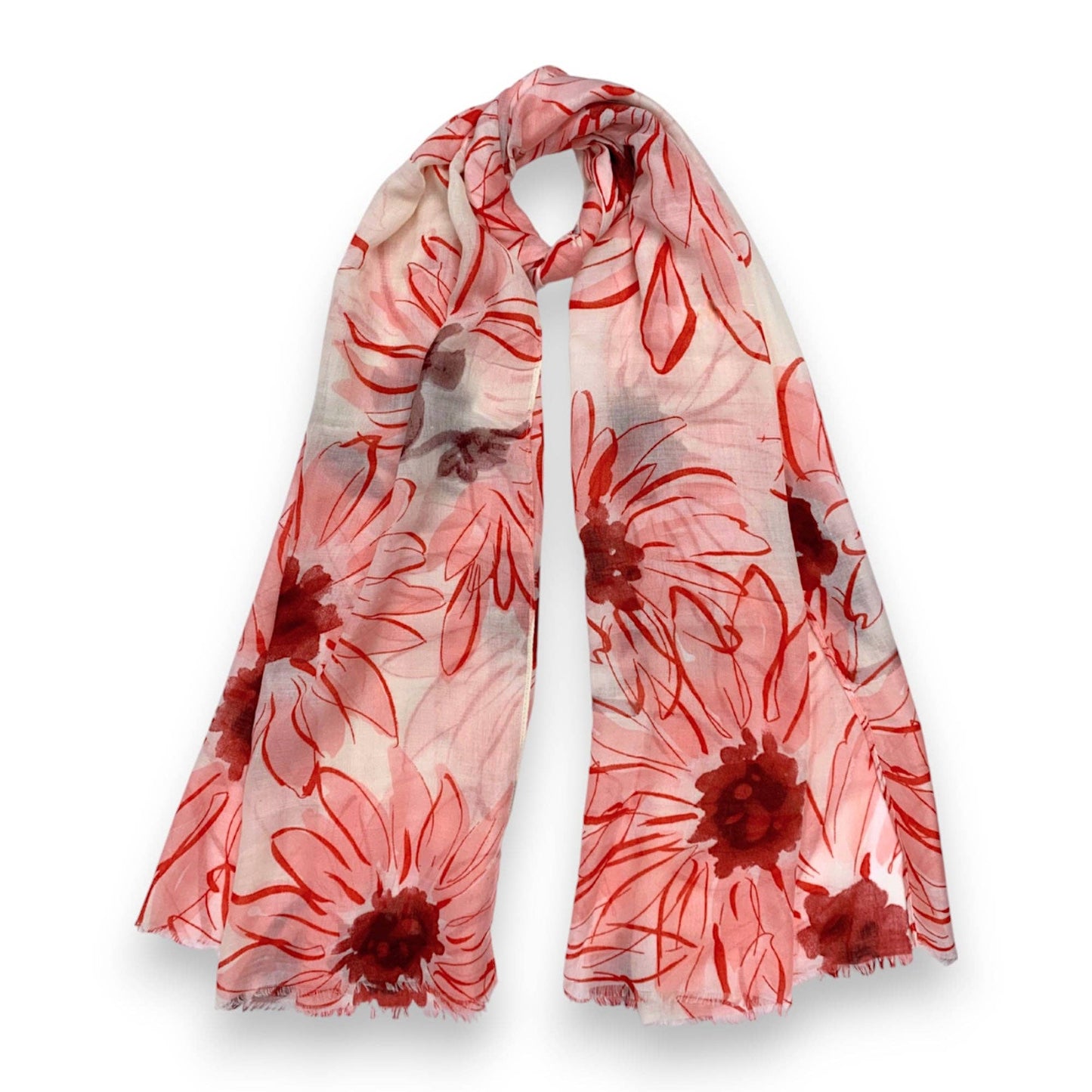 Lili Scarves - Big Daisy Print Scarf: Blue