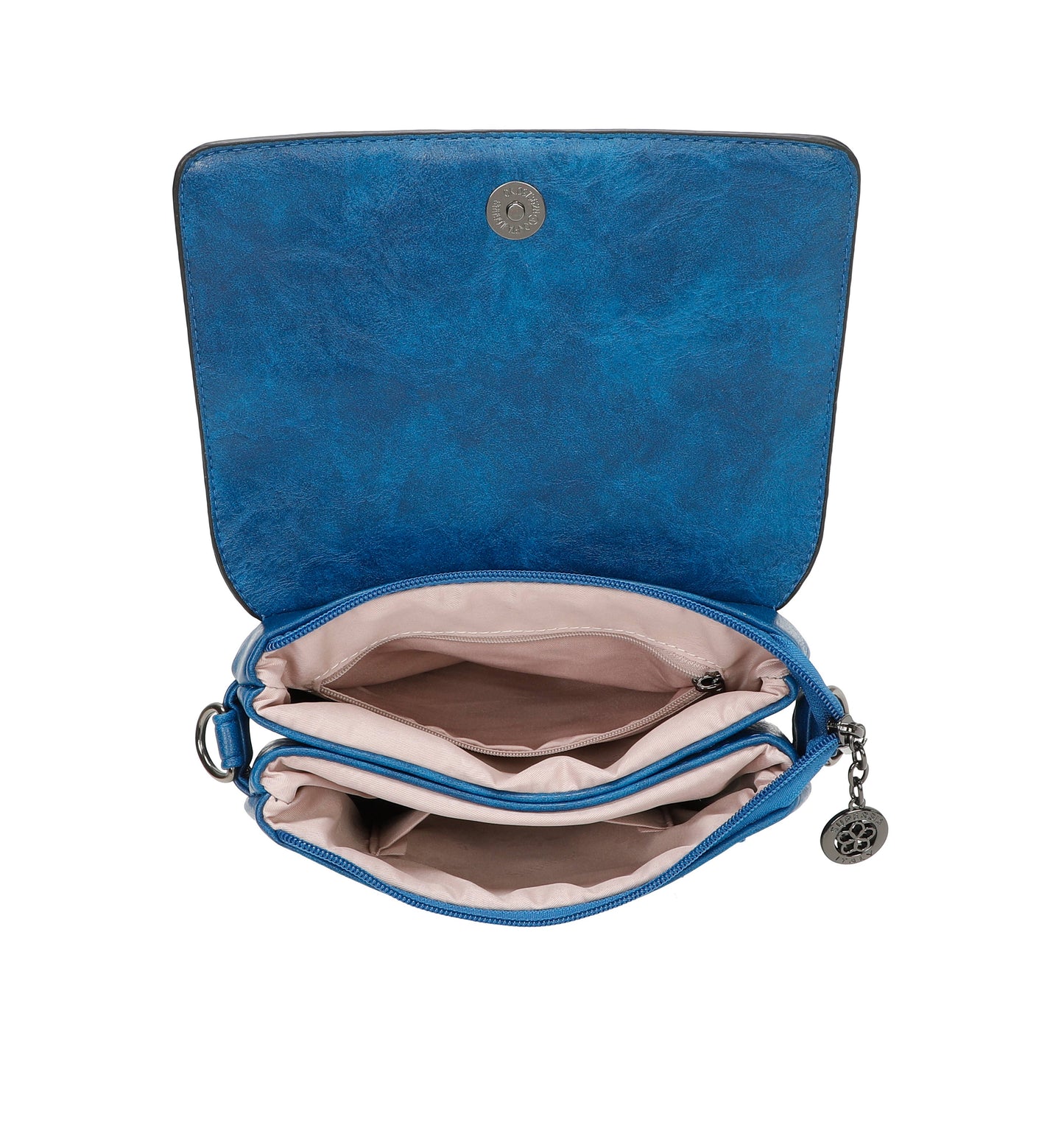 Small Medium Size 3 Compartment Cross Body Bag Shoulder Bag: Navy