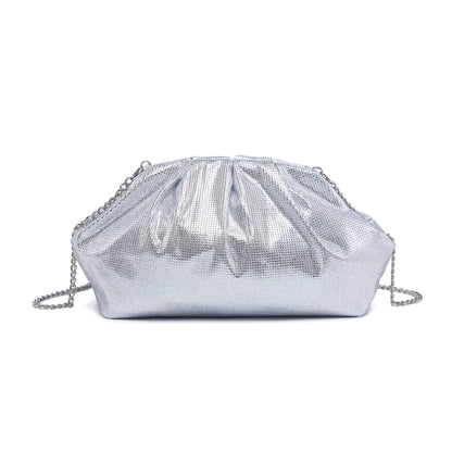 Kiss Clasp Soft Shimmery Cross Body Bag: Silver
