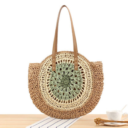 Superbia - Large Multicolor Eyes Patterns Straw Bag Shoulder Bag-CL-32: Brown