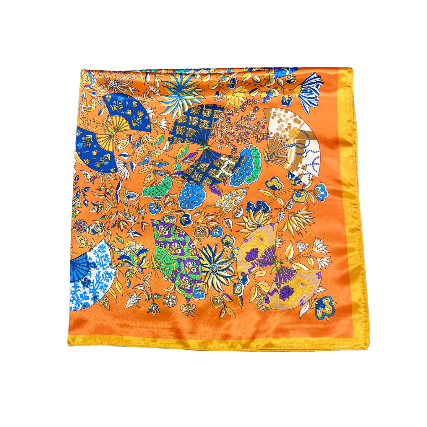 Lili Scarves - Butterfly Pattern Silk Touch Square Scarf: Navy