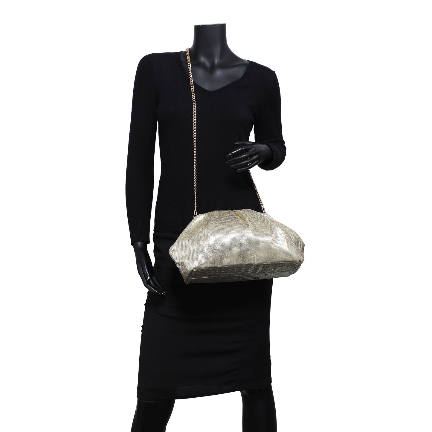 Kiss Clasp Soft Shimmery Cross Body Bag: Silver