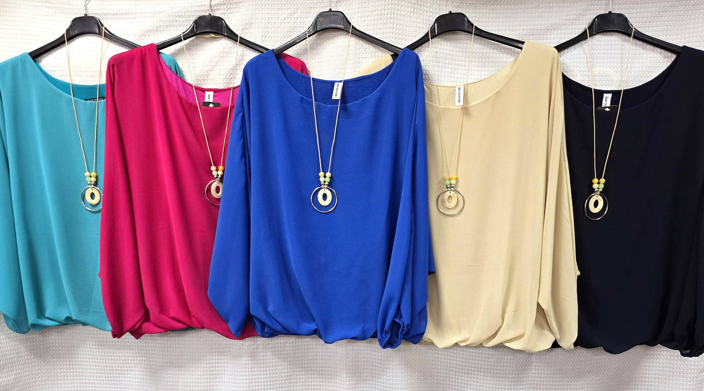 Kurt Muller - Emma Necklace Bubble Hem Lined Blouse: Khaki green