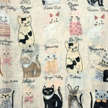 Lili Scarves - Mixed Cat Digital Print Scarf: Black