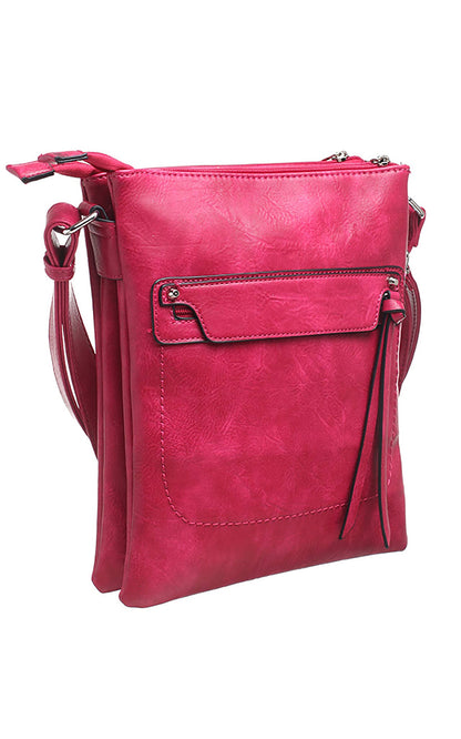 Bessie London - CLASSIC ZIPPER CROSSBODY BAG: RED