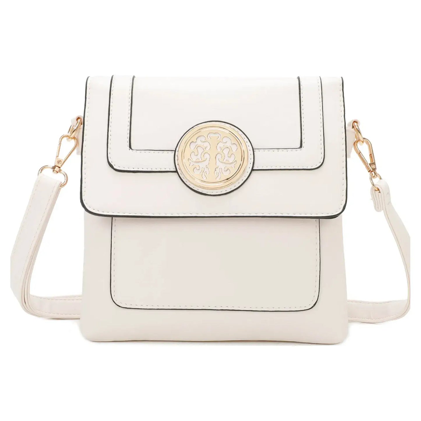Small 3 Compartment Cross Body Bag Shoulder Bag- Cream