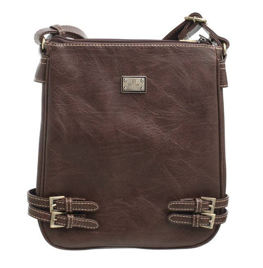 Bessie London - CLASSIC BUCKLE ZIPPER BAG: MOCHA