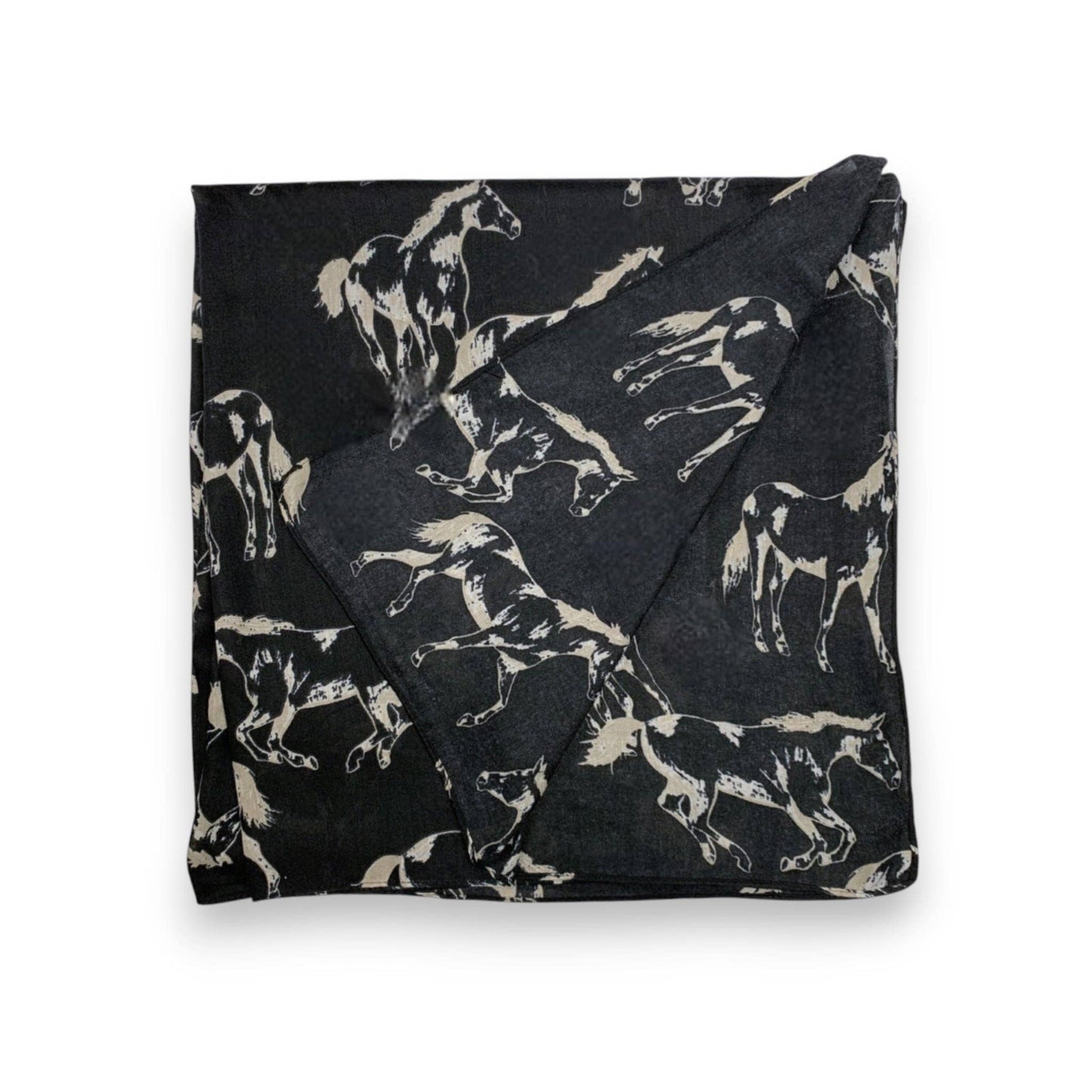 Lili Scarves - Horse Print Cotton Blend Scarf: Burgundy