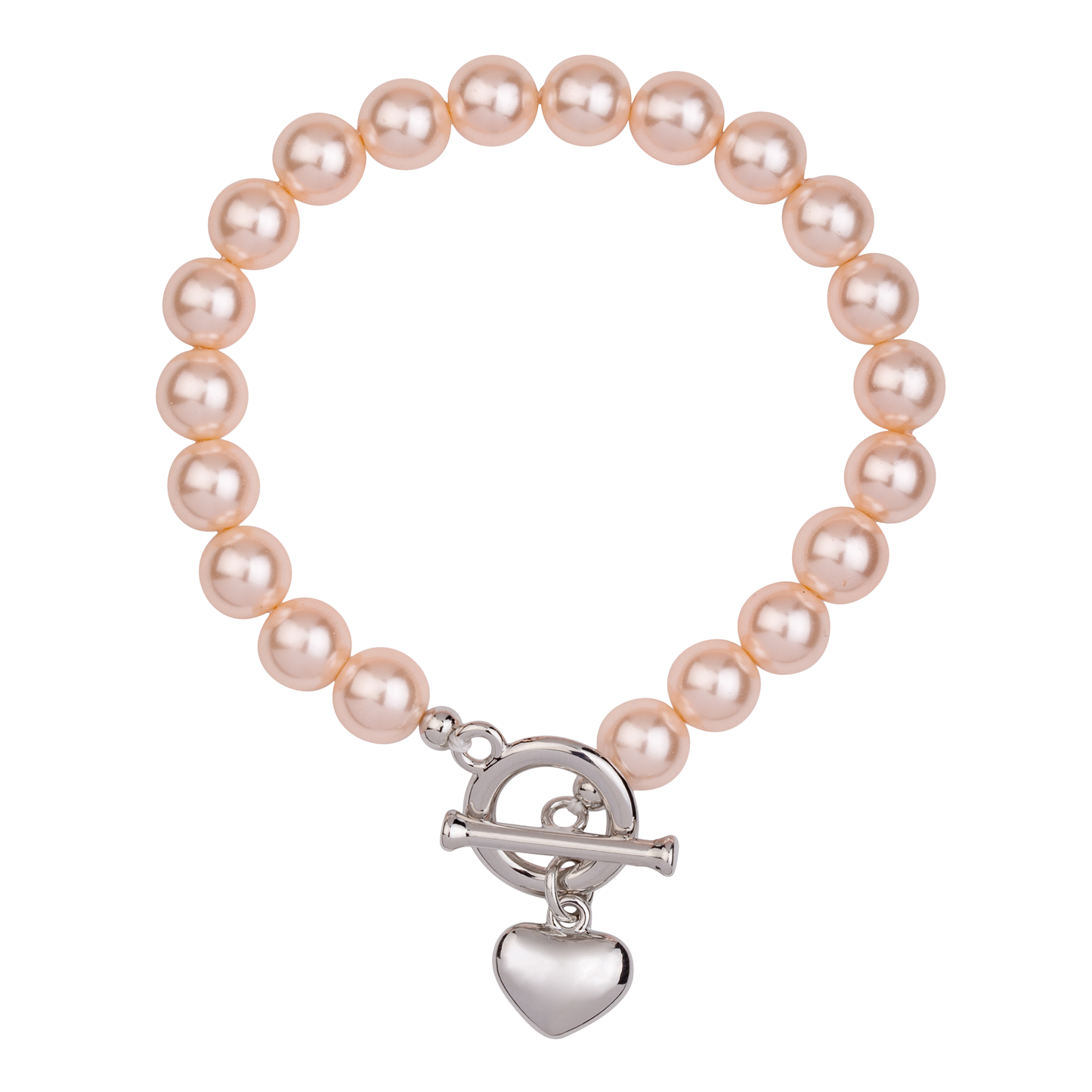 D&X Ltd - Audrey Mother of Pearl T-Bar Bracelet: Rhodium Silver & Cream
