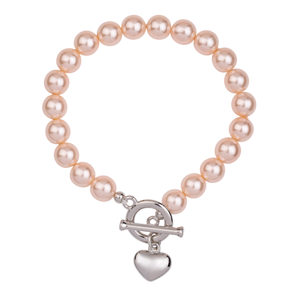 D&X Ltd - Audrey Mother of Pearl T-Bar Bracelet: Rhodium Silver & Cream