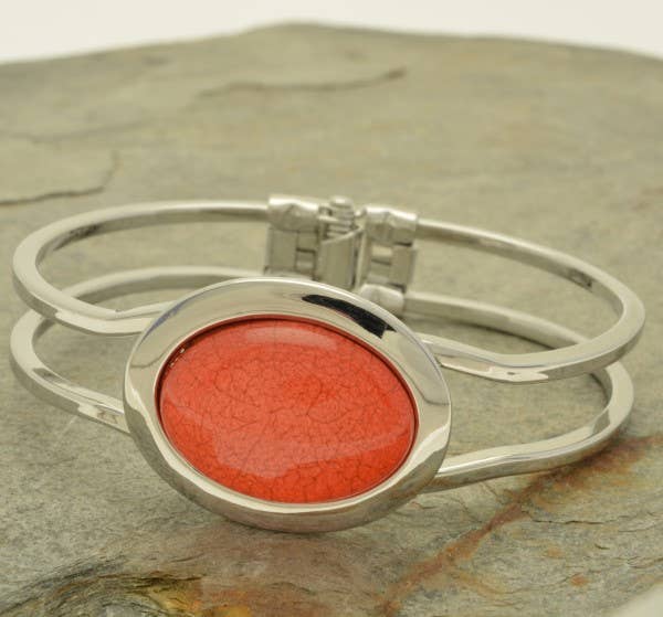 Miss Milly Limited - Coral Marble Resin Hinged Bangle