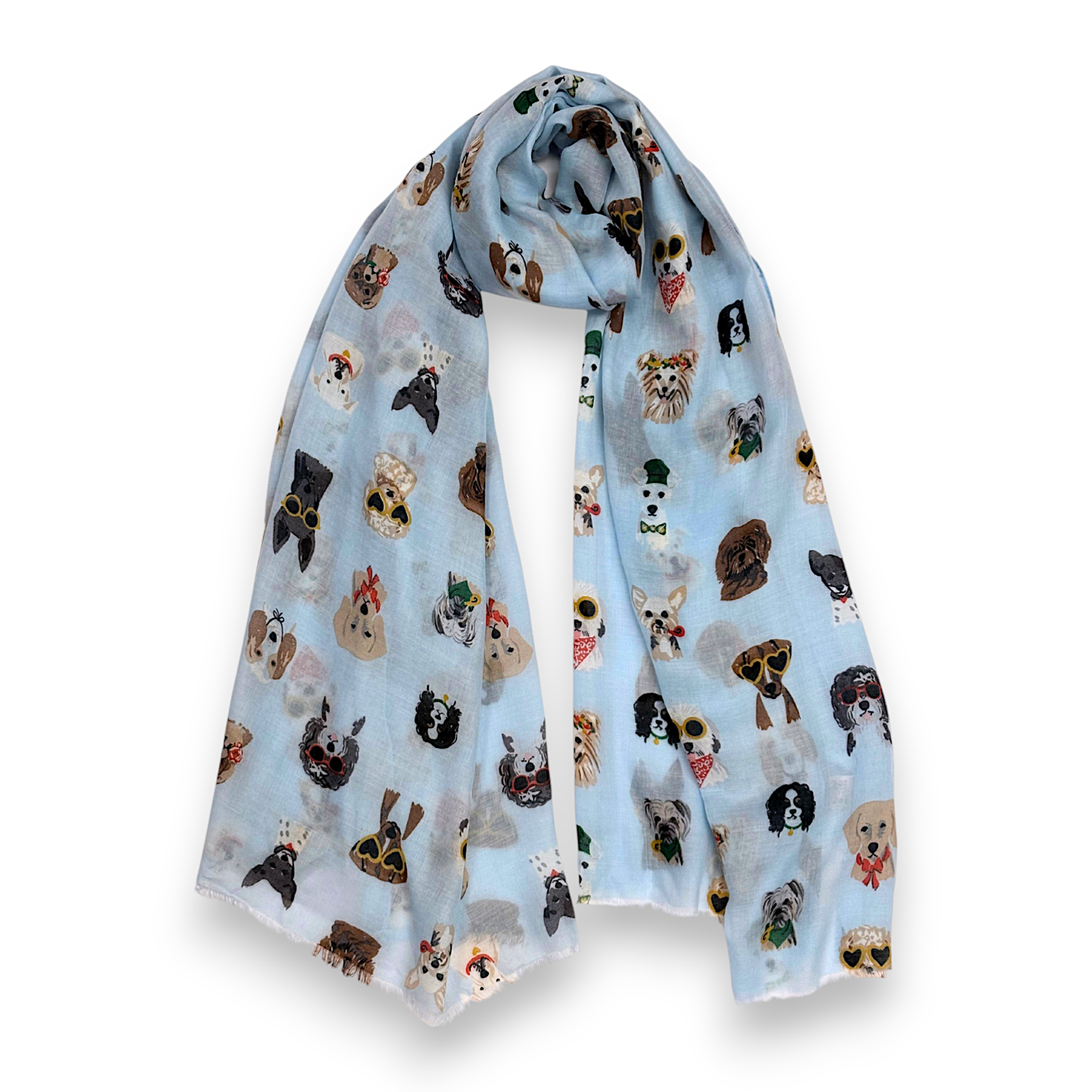 Lili Scarves - Summer Dogs Wearing Accessories Print Scarf: Pink
