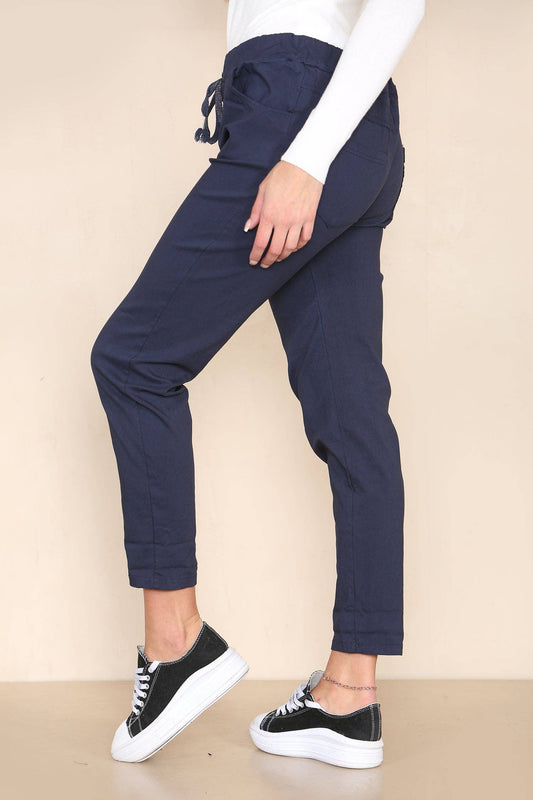 Kurt Muller - Plain Bi-Stretch Magic Trousers: NAVY