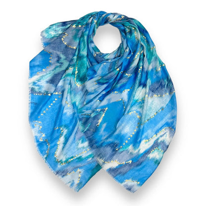Lili Scarves - Colourful Wave Scarf Finished with Fringes: Purple