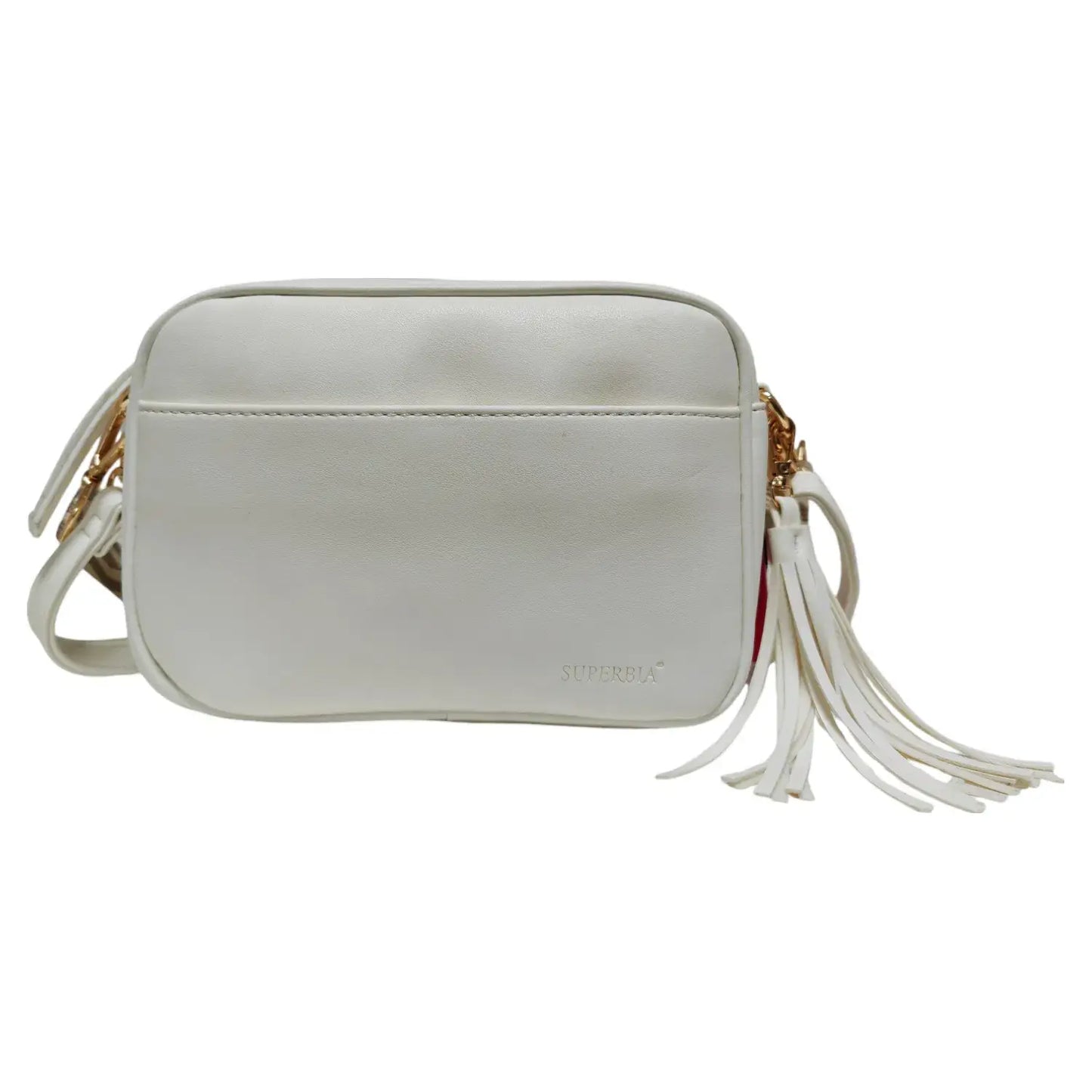 Soft Pu Camera Bag Cross Body Bag with Front Pocket White