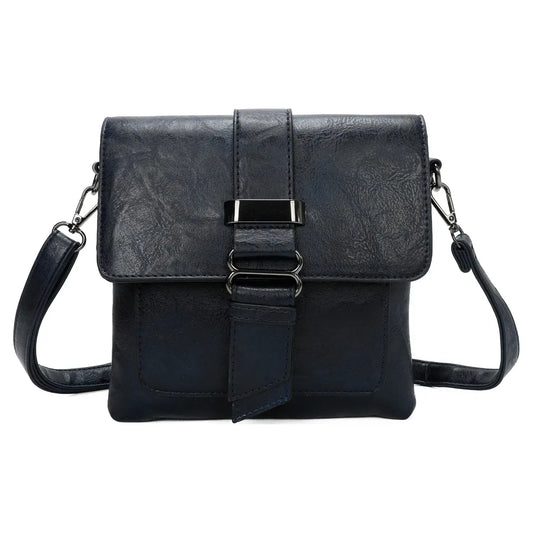 Small Medium Size 3 Compartment Cross Body Bag Shoulder Bag: Navy
