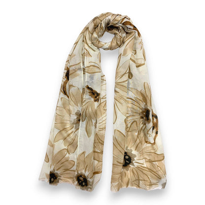 Lili Scarves - Big Daisy Print Scarf: Green