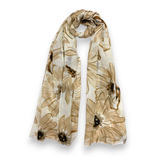 Lili Scarves - Big Daisy Print Scarf: Green