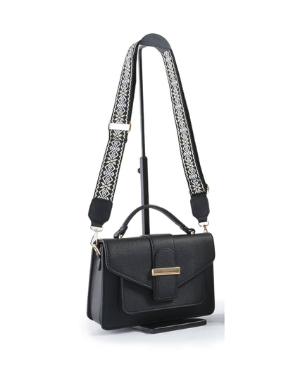 Papaya Fashion Ltd - A7807-Crossbody/Grab bag with pocket on the front and buckle: Black