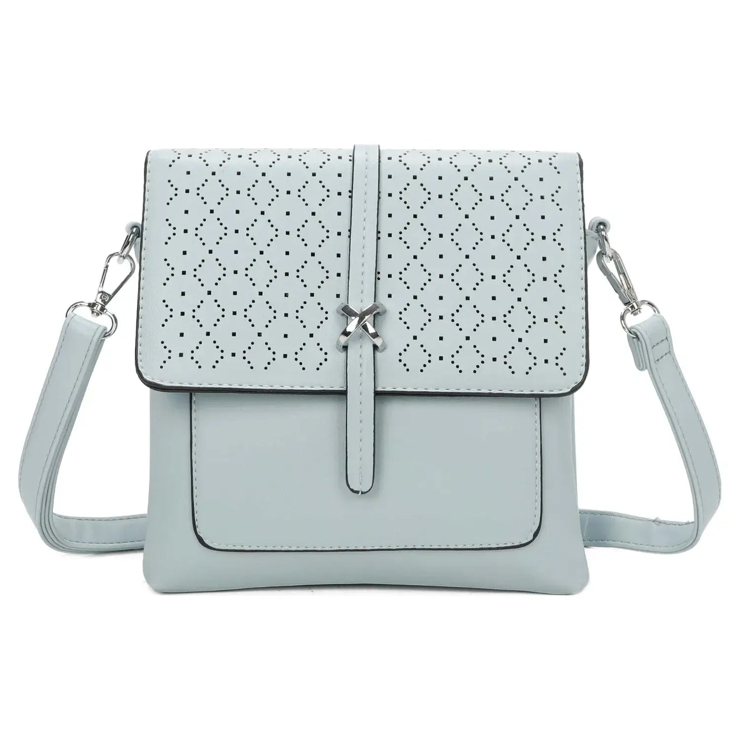 Small 3Compartment Cross Body Bag Laser Cut Shoulder Bag Cream
