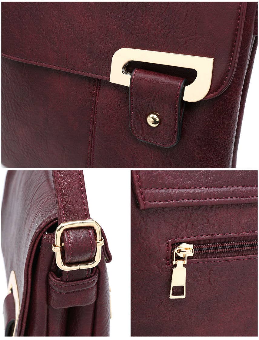 Cross Body Handbag with flap over cover: Black