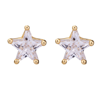 D&X Ltd - Keira Cubic Zirconia Stud Earrings: Gold & Clear