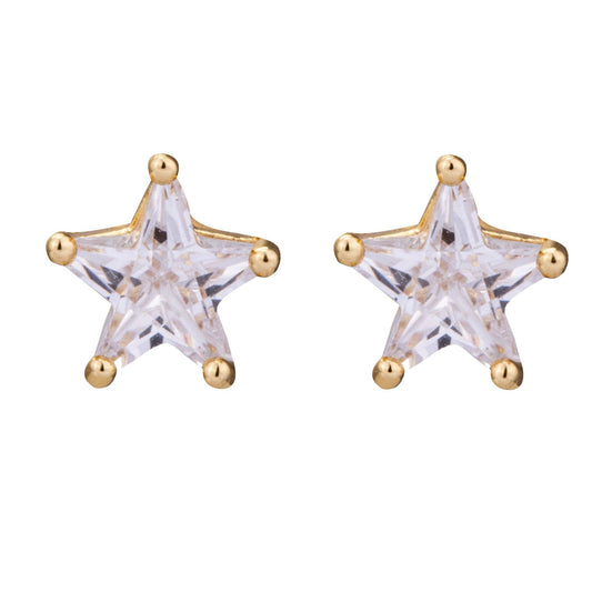 D&X Ltd - Keira Cubic Zirconia Stud Earrings: Gold & Clear