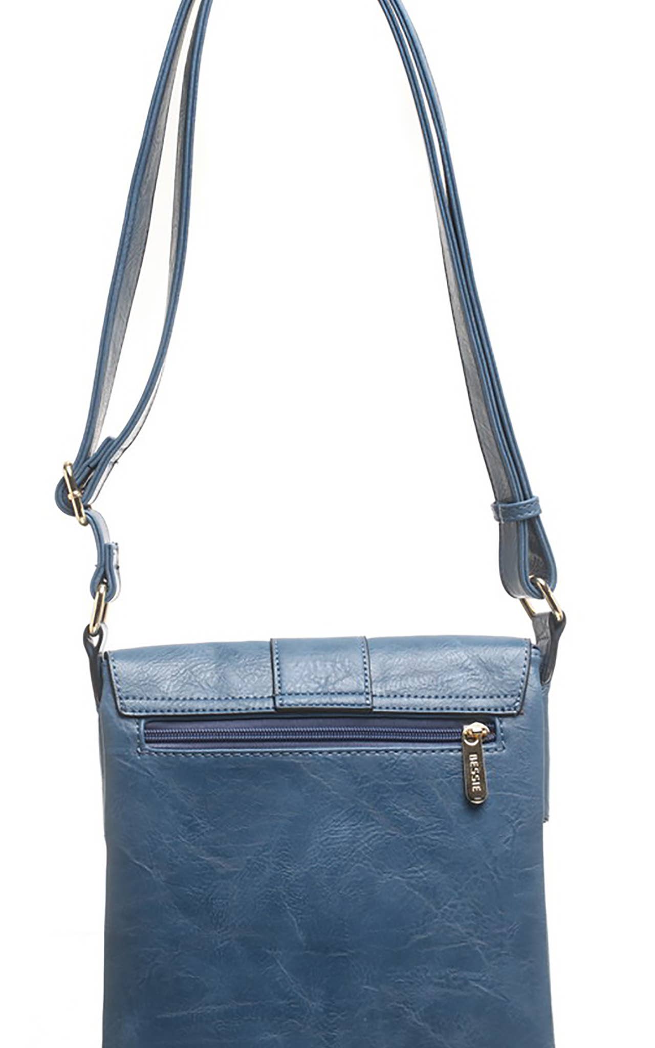 Bessie London - CLASSIC FLAP OVER BUCKLE CROSS BODY BAG: GREY