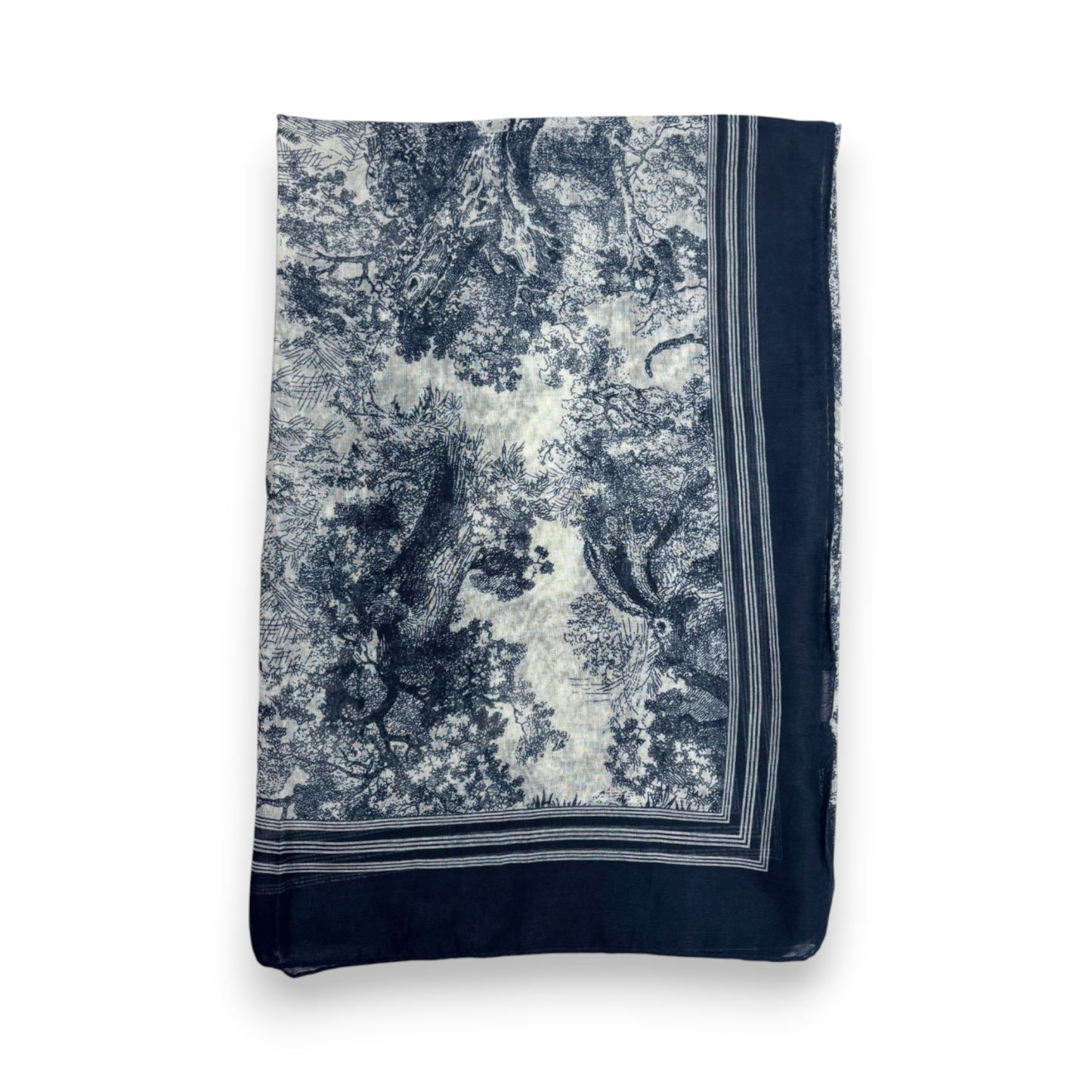 Lili Scarves - Summer Forest Print Scarf: Navy