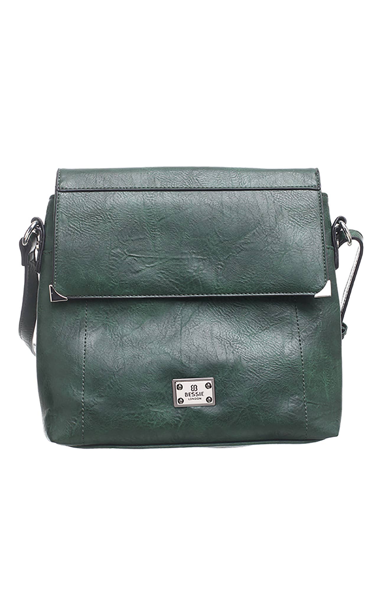 Bessie London - SMALL BUCKET CROSSBODY BAG WITH BACK ZIP POCKET: GREEN