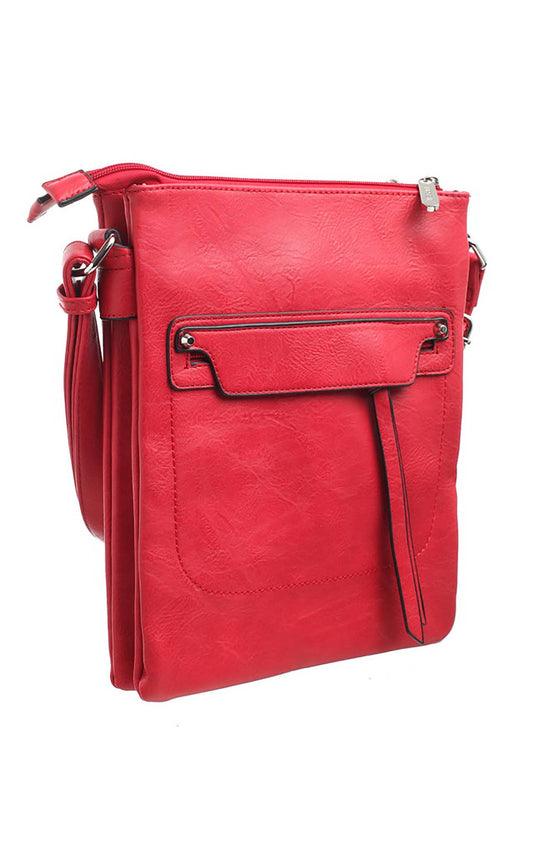 Bessie London - CLASSIC ZIPPER CROSSBODY BAG: RED