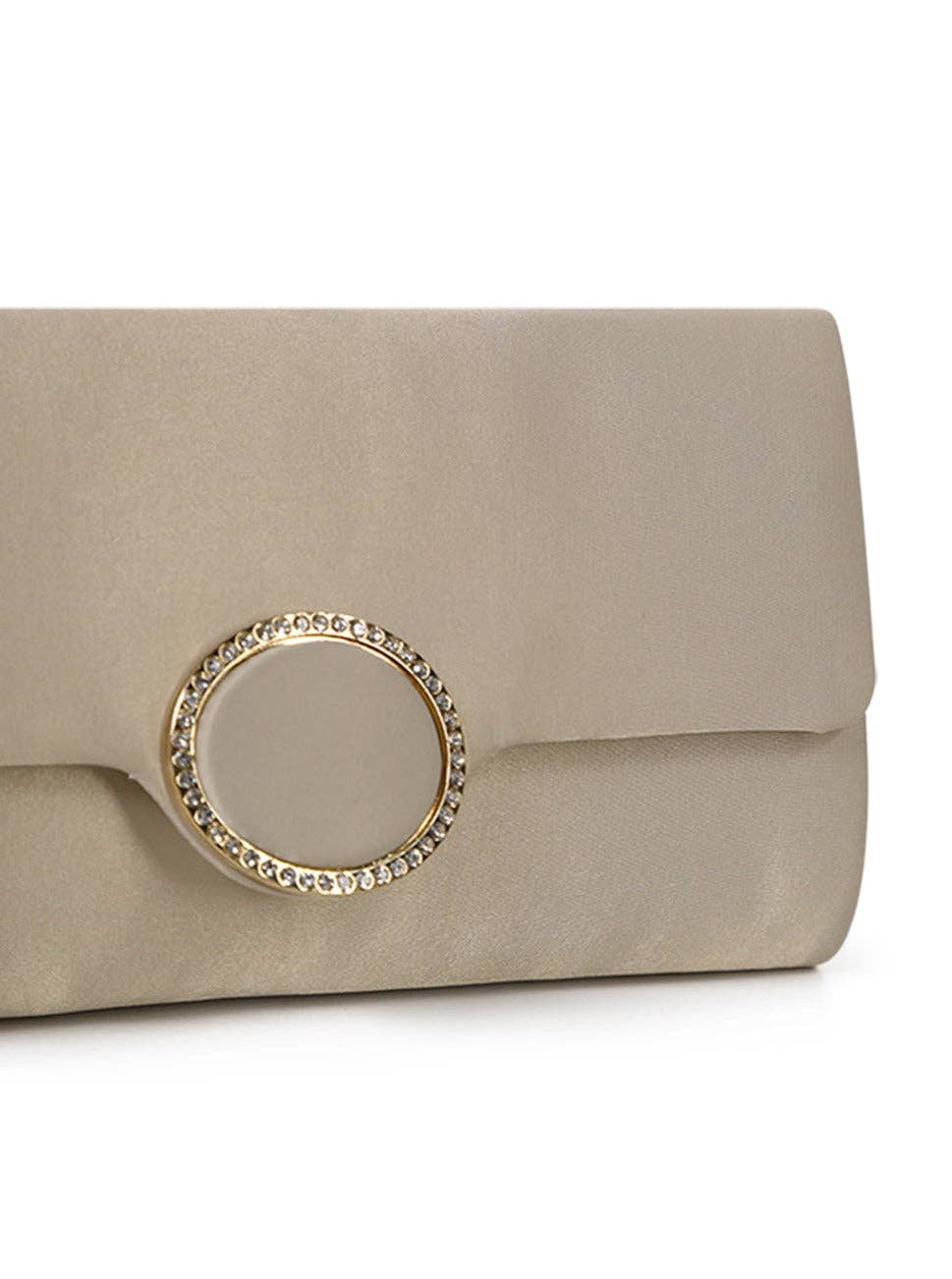 My Accessories London - Satin Clutch with Diamante in Champagne: Champagne