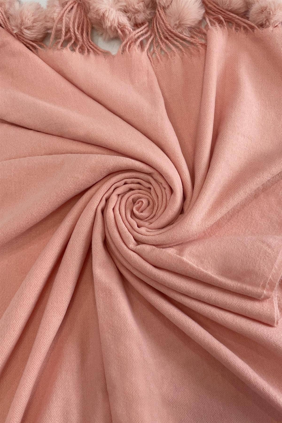 Fashion Scarf World - Plain Wool Pom Pom Scarf: Brown