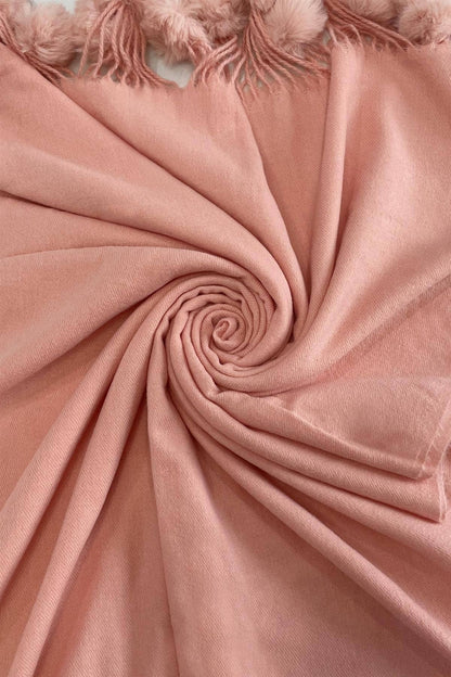 Fashion Scarf World - Plain Wool Pom Pom Scarf: Fuchsia Pink