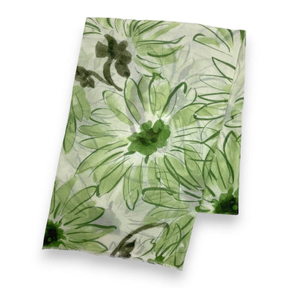 Lili Scarves - Big Daisy Print Scarf: Green