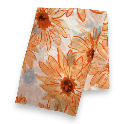 Lili Scarves - Big Daisy Print Scarf: Green