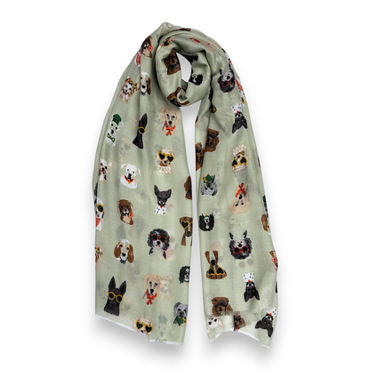 Lili Scarves - Summer Dogs Wearing Accessories Print Scarf: Pink