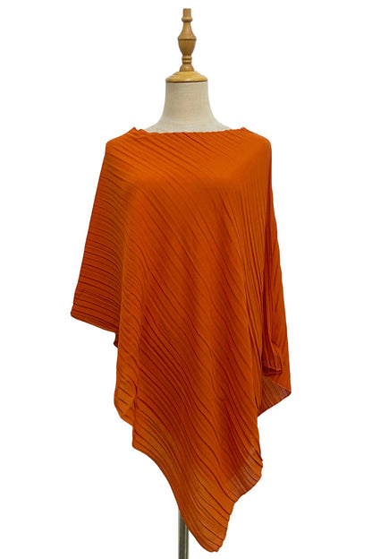 Fashion Scarf World - Plain Pleated Chiffon Cover Up: Red