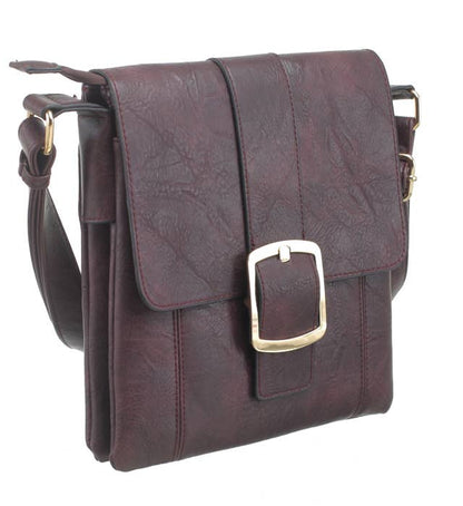Bessie London - CLASSIC FLAP OVER BUCKLE CROSS BODY BAG: PURPLE