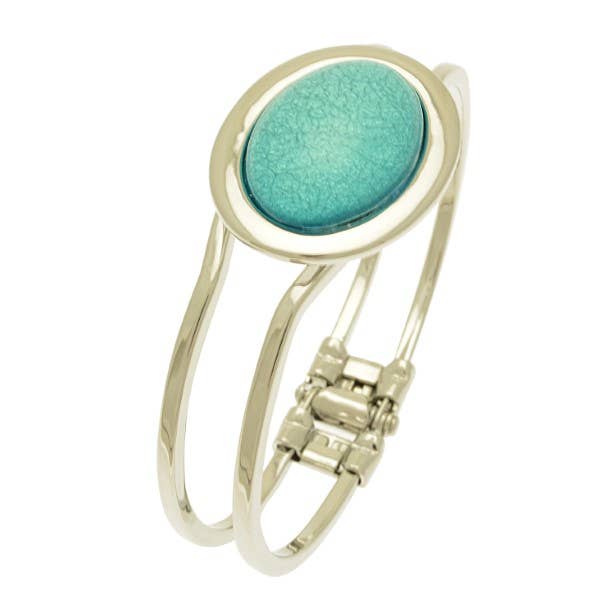 Miss Milly Limited - Aqua Green Marble Resin Hinged Bangle