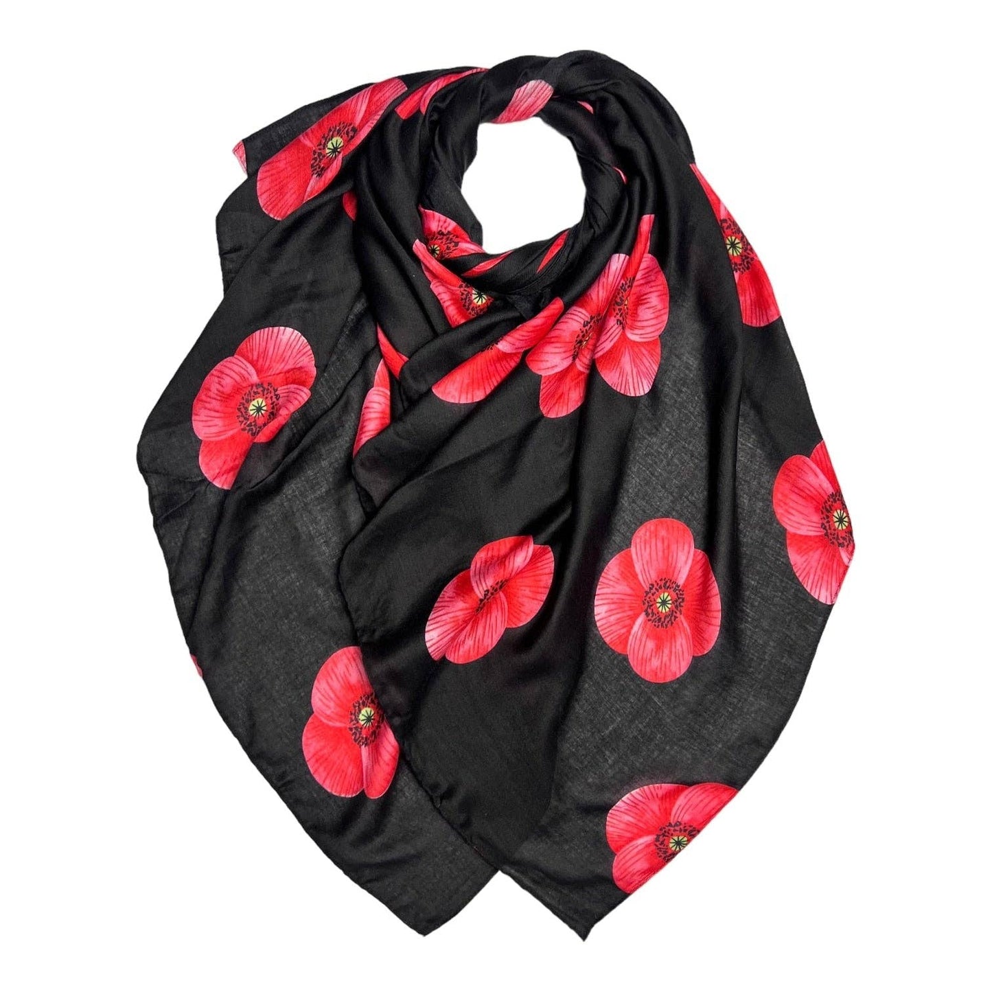 Lili Scarves - Poppy Printed Scarf: White