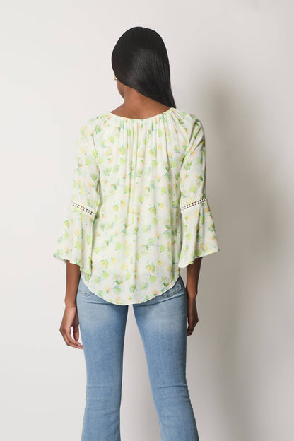 SOLO - Floral Print Layered Top - Green: 12