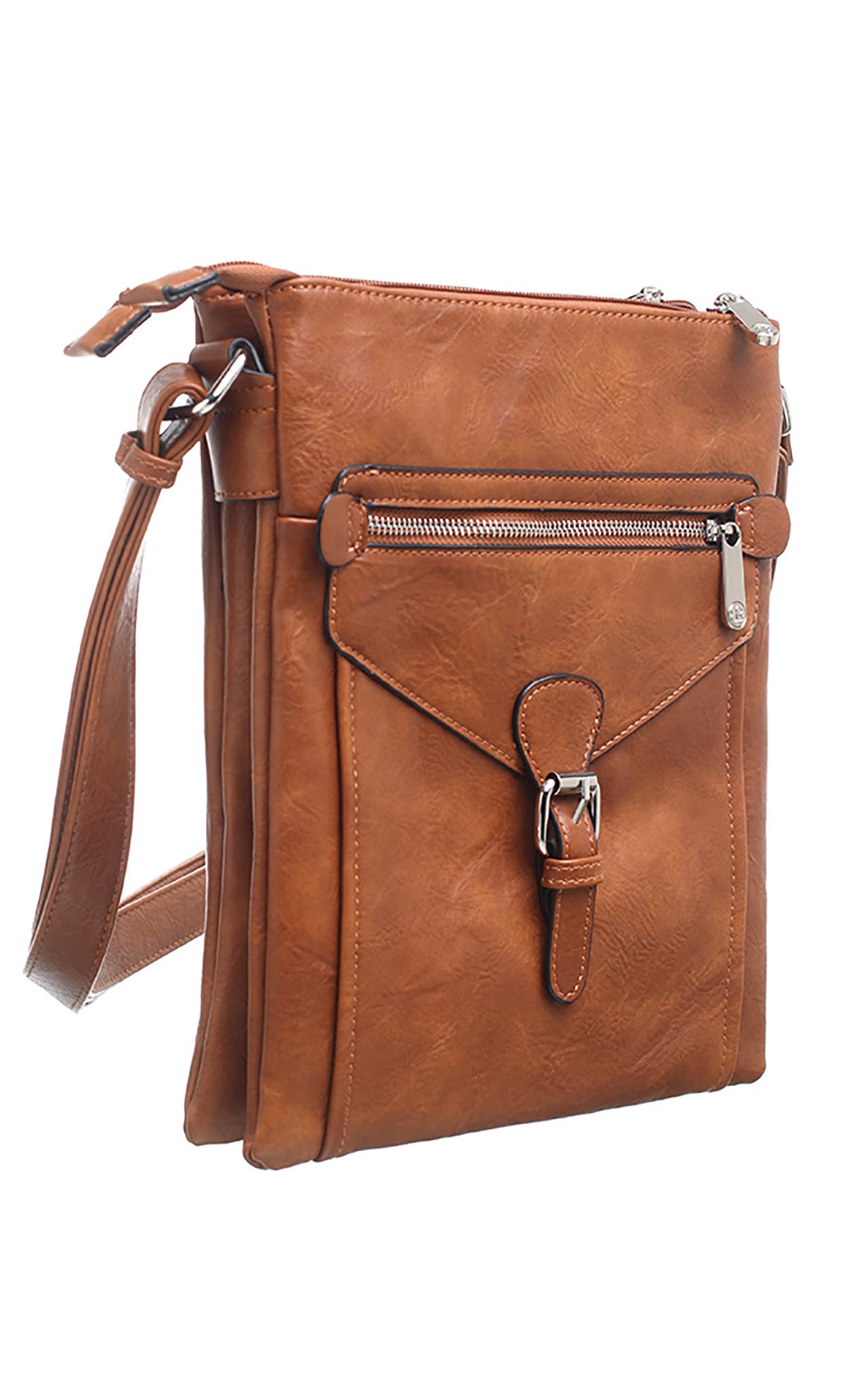 Bessie London - 3 Pocket Messenger Bag: PURPLE