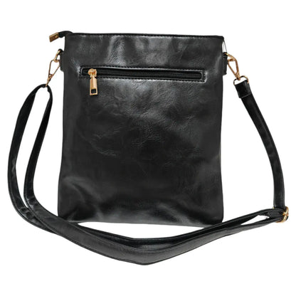 Double Zipper Multi Pocket Bee Details Cross BodyBag-9133: Blue