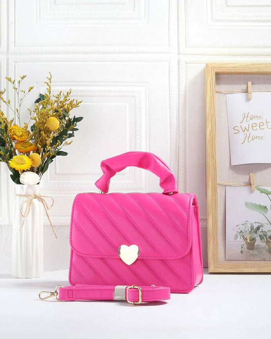 Crossbody/Grab bag with quilted pattern: Fuchsia