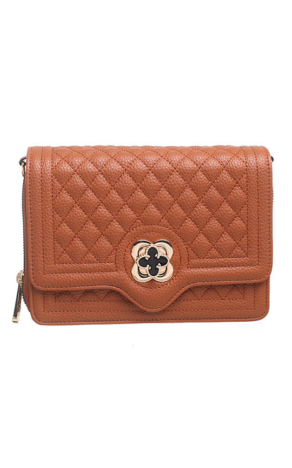 Bessie London - QUILTED FLAP OVER CROSS BODY BAG: Black