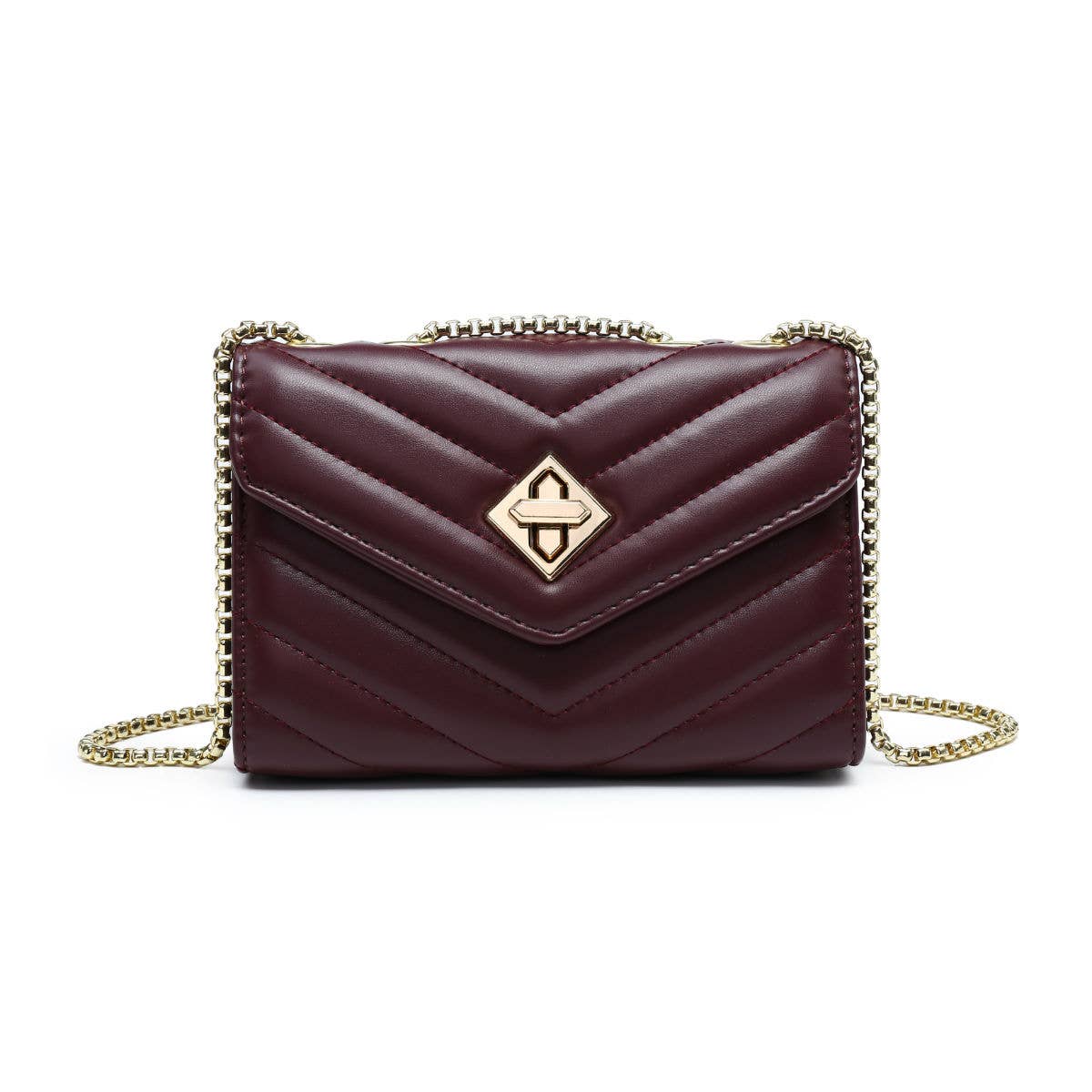 Crossbody bag with quilted pattern & twist turn lock: Blue