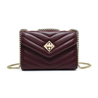 Crossbody bag with quilted pattern & twist turn lock: Blue