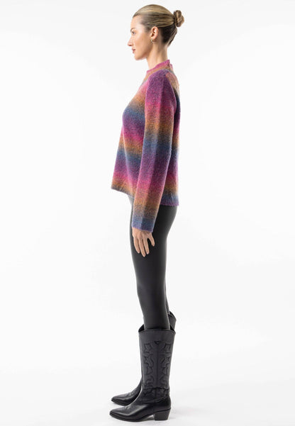 ANGELEYE - Rainbow Ombre Mock Neck Jumper: Rainbow / L