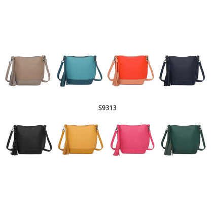 Medium Size Classic Shoulder Bag Cross Body Bag with Tassel: Navy